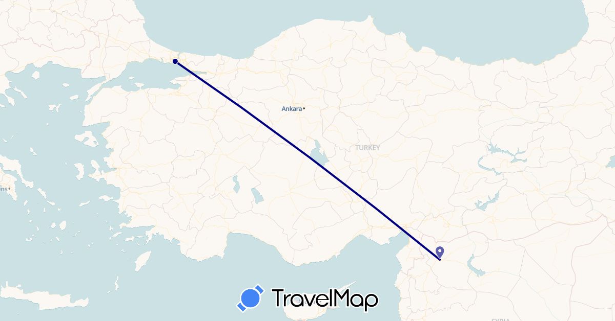 TravelMap itinerary: driving in Syria, Turkey (Asia)